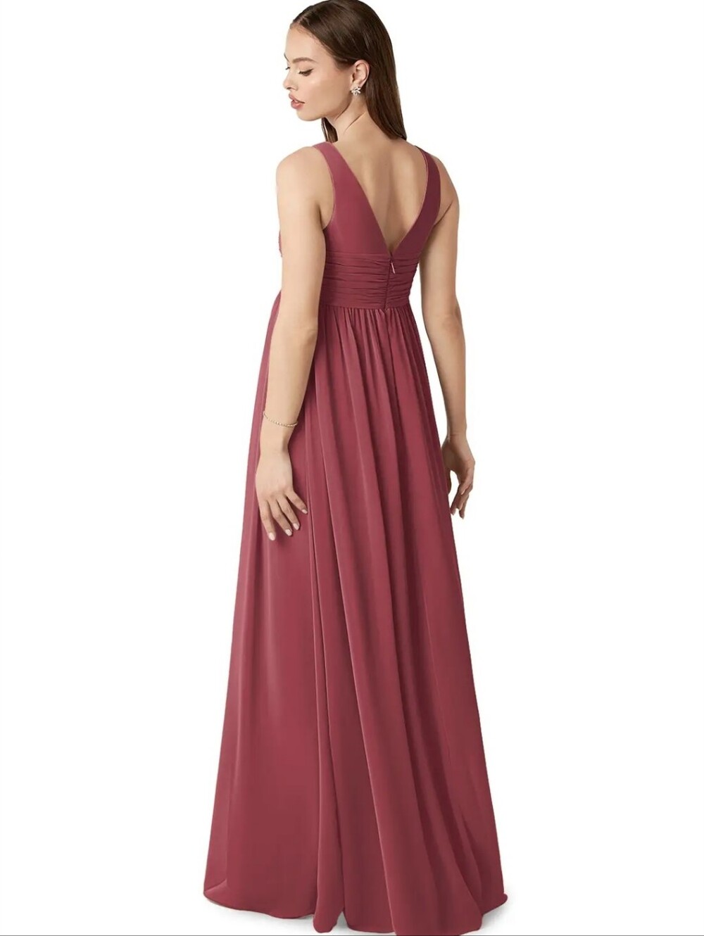 Azazie Womens Pink Yetta Flowy Whimsical Bridesmaid Dress Sz 8 NWT - Picture 3 of 10